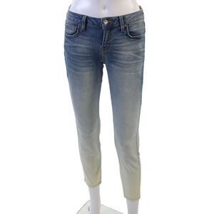 IRO Jeans Womens Zipper Fly High Rise Ombre Skinny Jeans White Blue Size 26